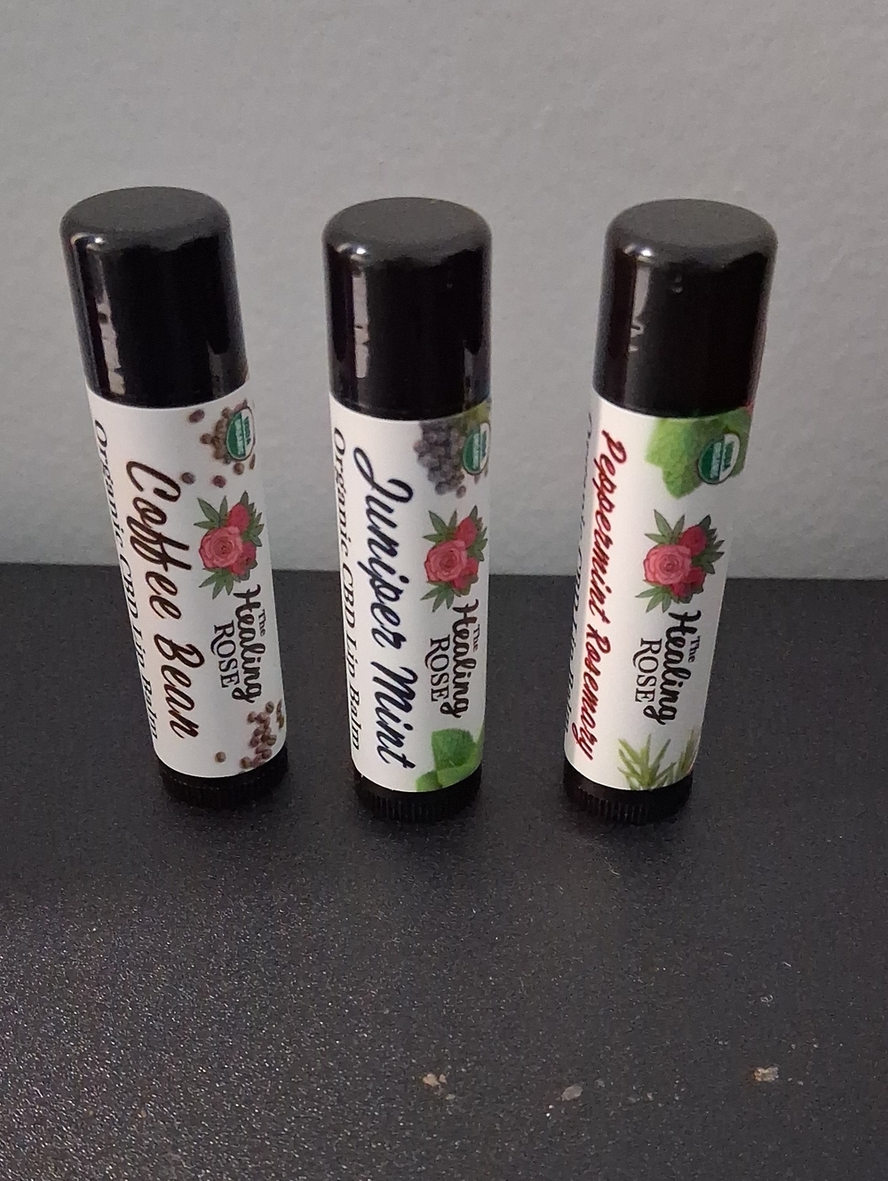 Organic Hemp Lip Balm X3, Coffee Bean, Juniper Mint, Peppermint Rosemary, New